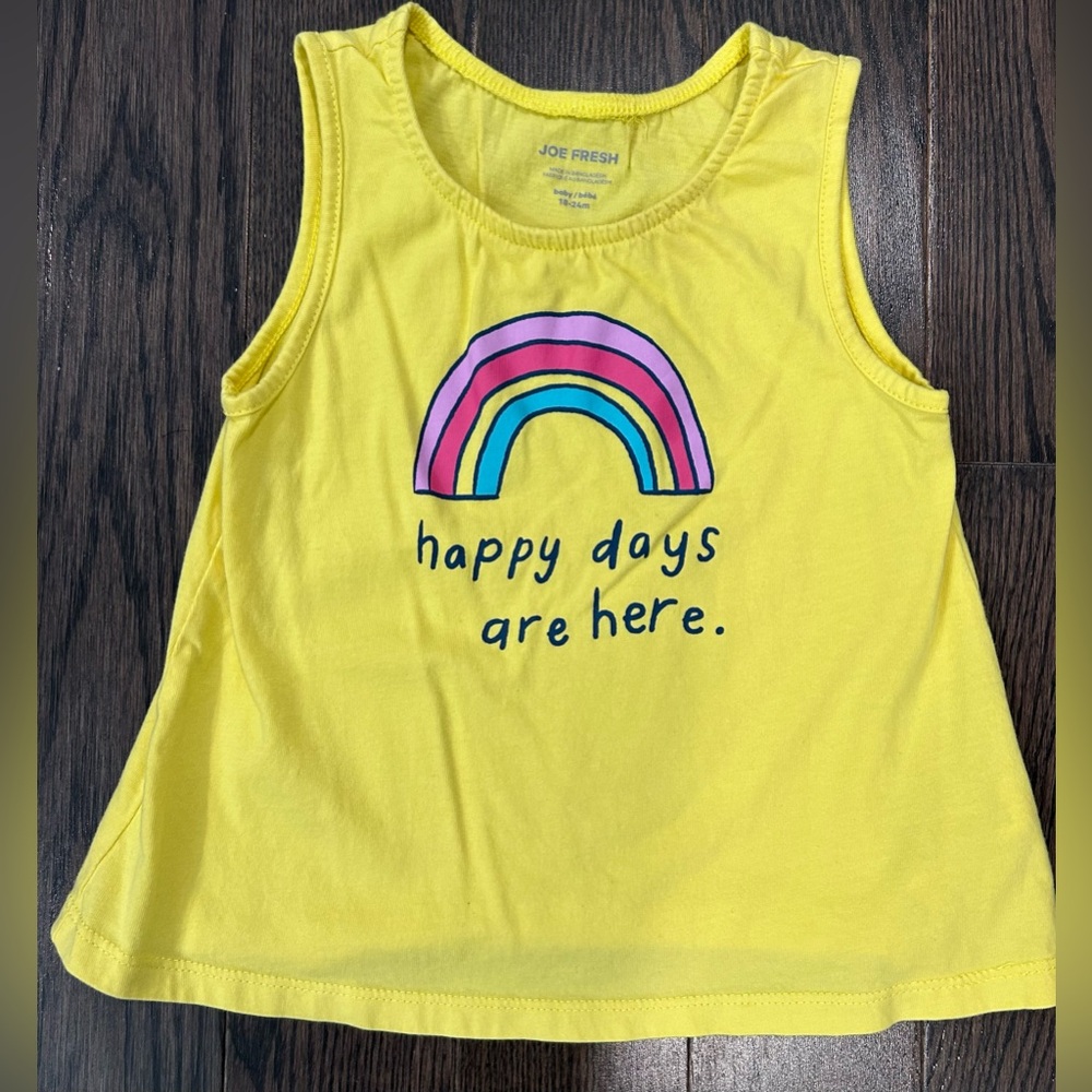 Joe Fresh Yellow Tank Top with Rainbow Print